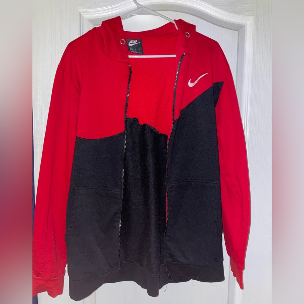 Red and Black Nike Zip up hoodie Brand:Nike Color:Red and Black Size:Large
